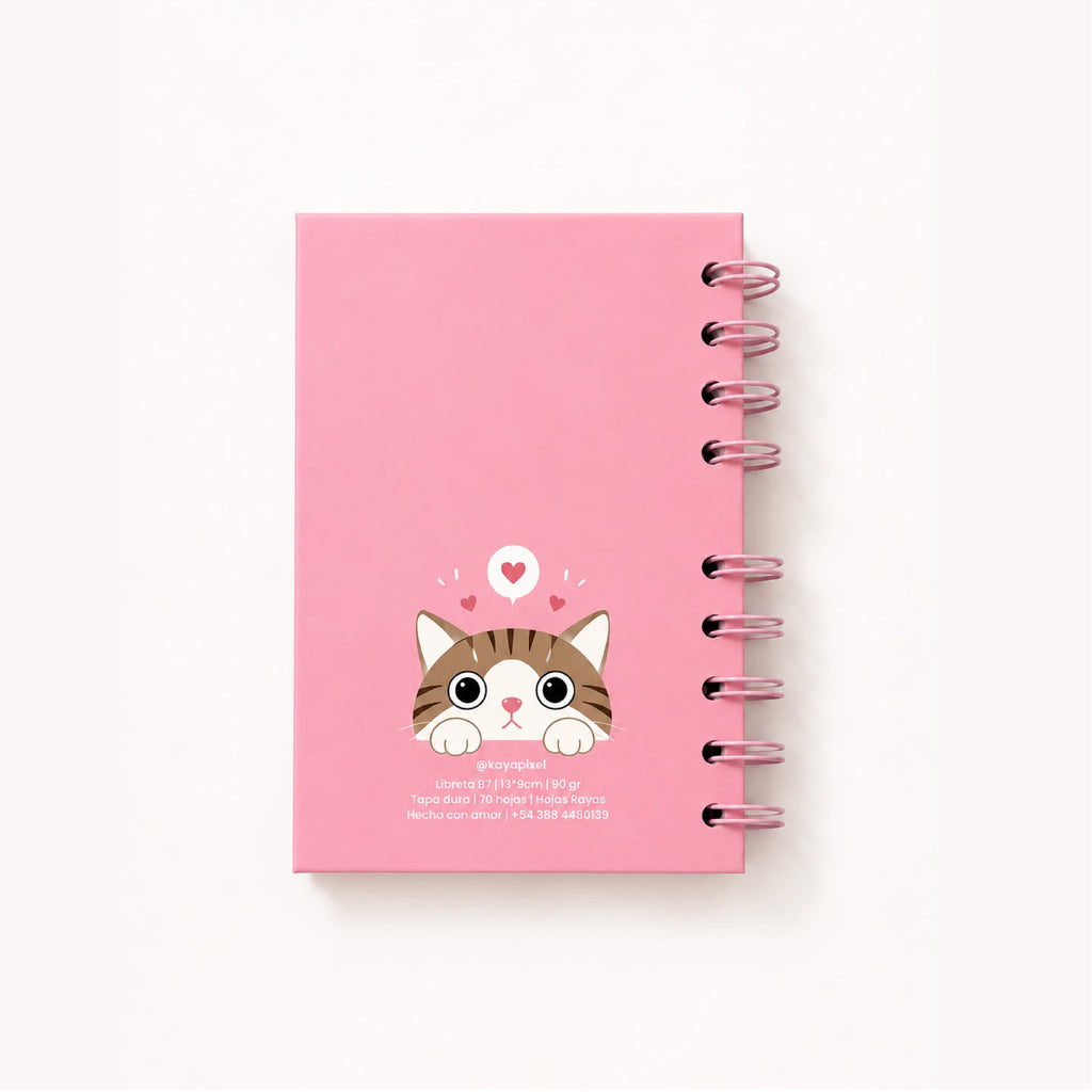Libreta 13cm x 9.5 Gato - Hoja 90gr
