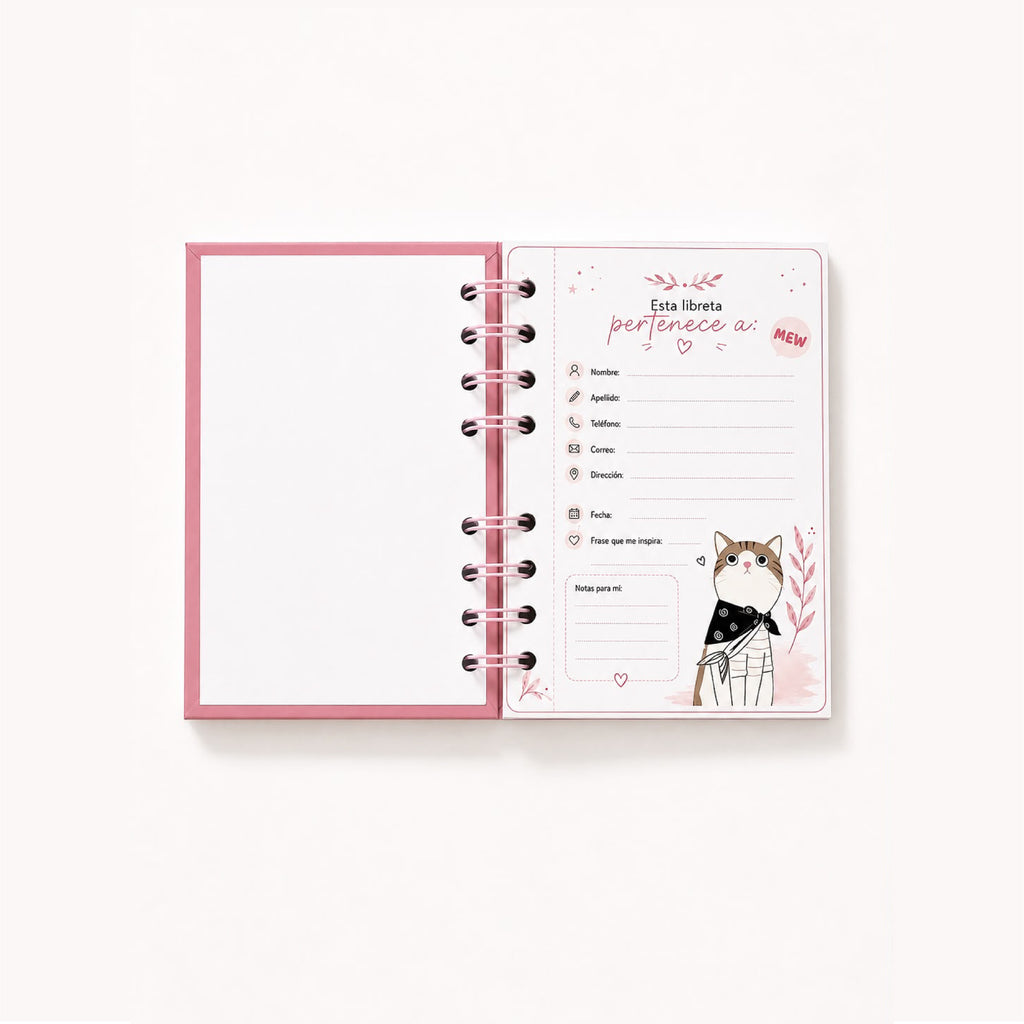 Libreta 13cm x 9.5 Gato - Hoja 90gr