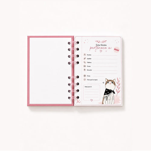 Libreta 13cm x 9.5 Gato - Hoja 90gr
