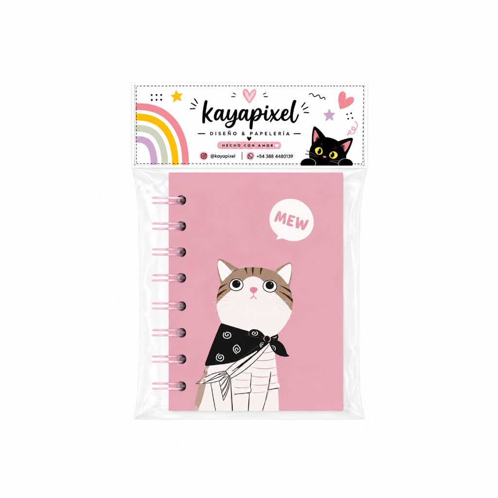 Libreta 13cm x 9.5 Gato - Hoja 90gr