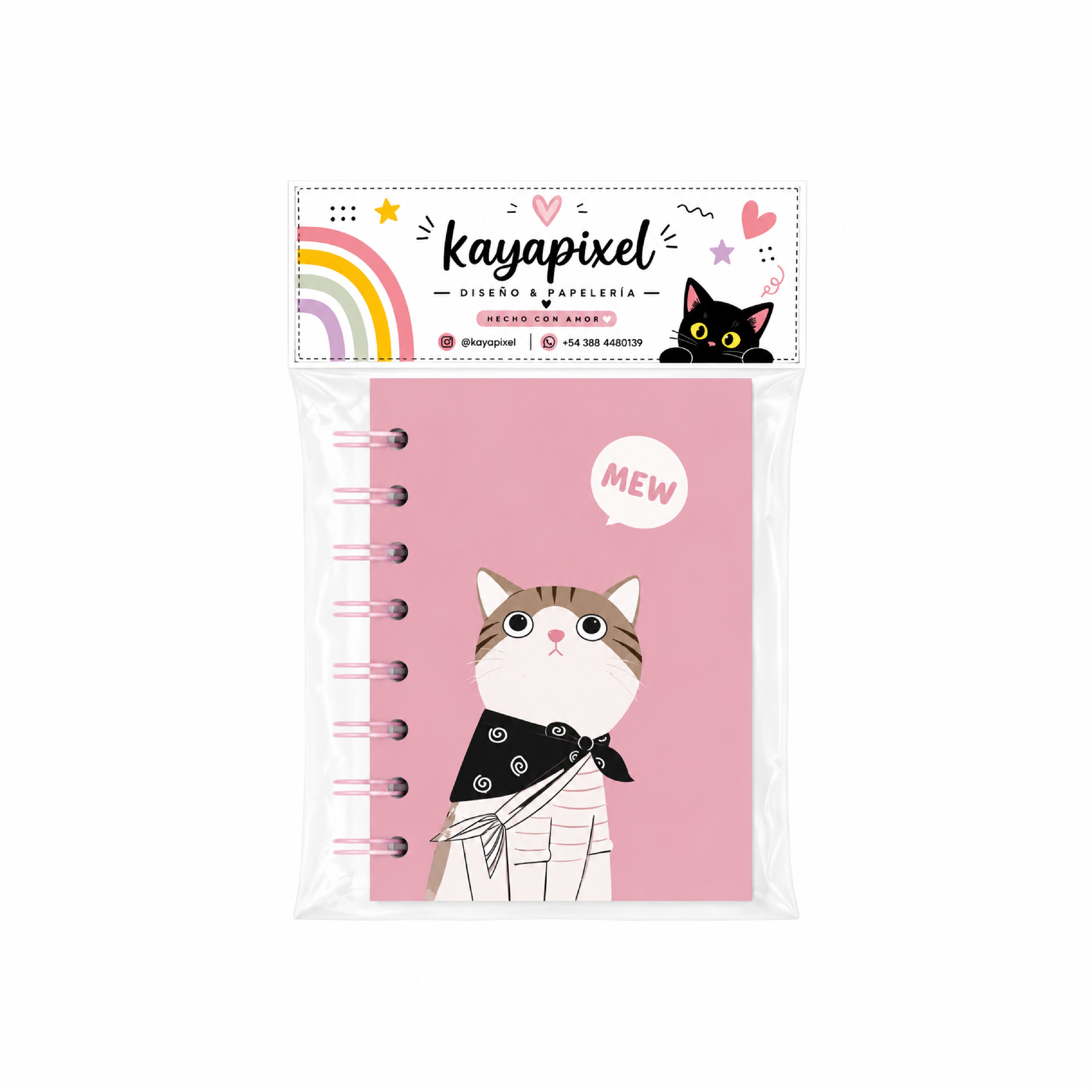 Libreta 13cm x 9.5 Gato - Hoja 90gr