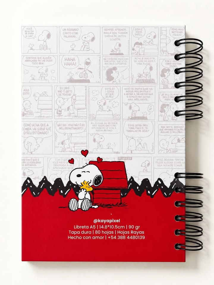 Libreta cuaderno de snoopy - 100 Hojas rayadas de 90gr
