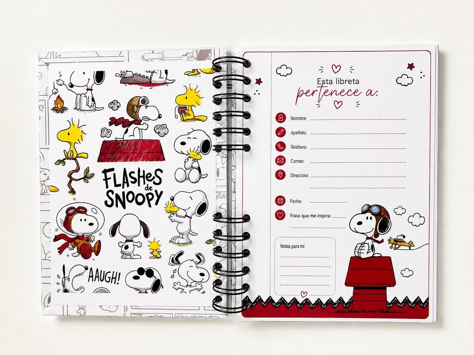 Libreta cuaderno de snoopy - 100 Hojas rayadas de 90gr