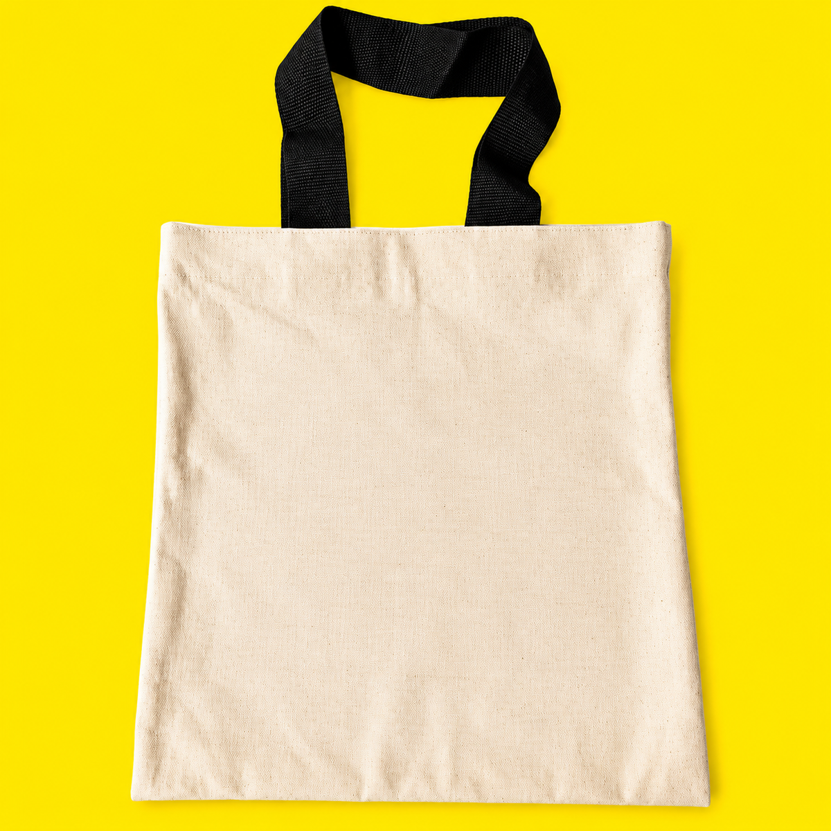 Bolsa de Tela Ecológica Color Natural con Asas Negras