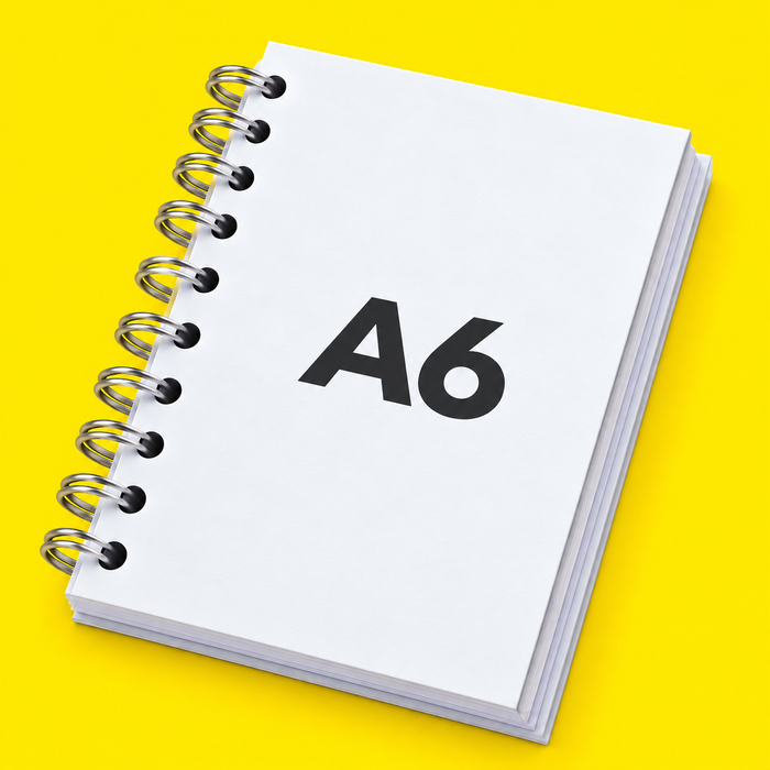 Libreta A6 Personalizada 10,5 x 14,8 cm – 100 Hojas Lisas 90g, Anillada y Laminada