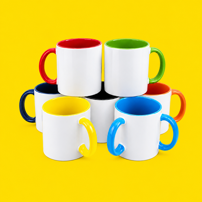 Taza de Cerámica 11 oz con Interior y Asa Multicolor – Personalizada