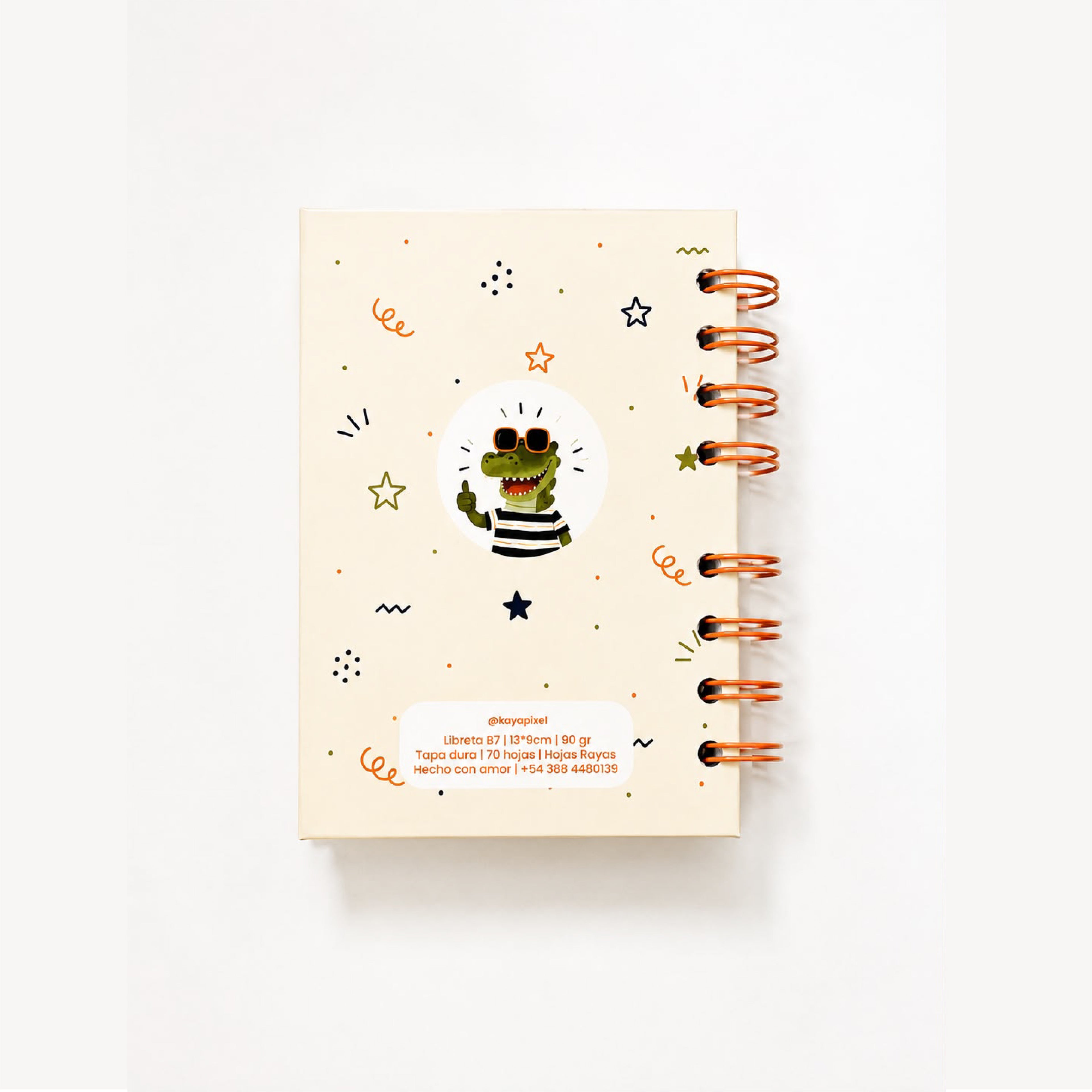 LIbreta 13cm x 9.5 Hoja Lisa Cocodrillo