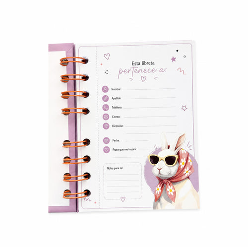 Libreta Hojas Lisas 13cm x 9.5 Conejo- Hoja 90gr