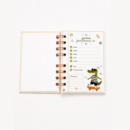 LIbreta 13cm x 9.5 Hoja Lisa Cocodrillo
