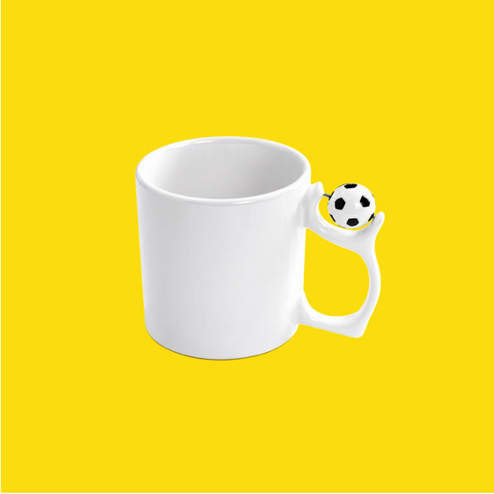 Taza Futbolera 11 oz Personalizada – Cerámica con Asa en Forma de Arco y Pelota