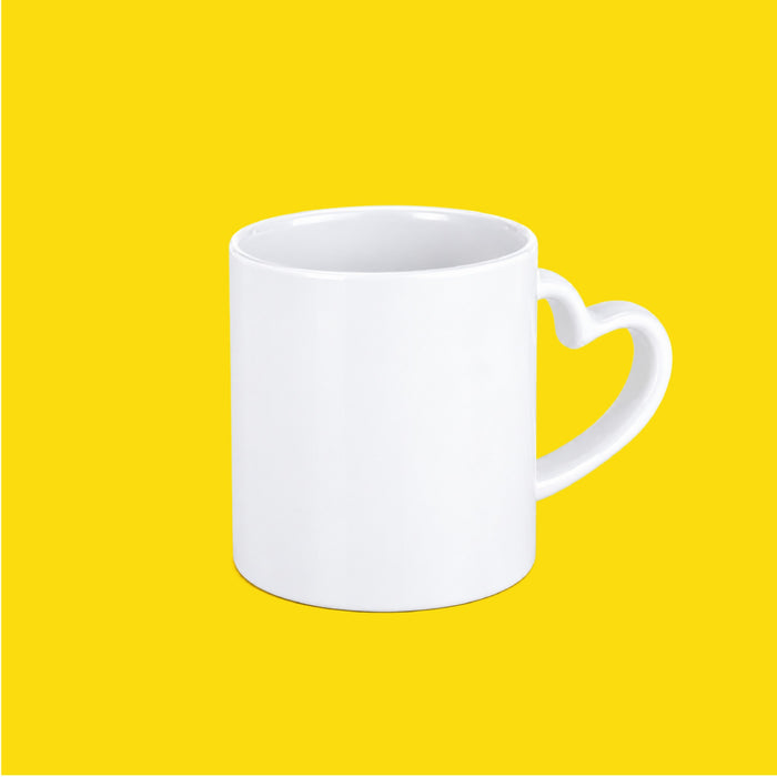 Taza con Asa de Corazón 11 oz Personalizada – Cerámica Blanca