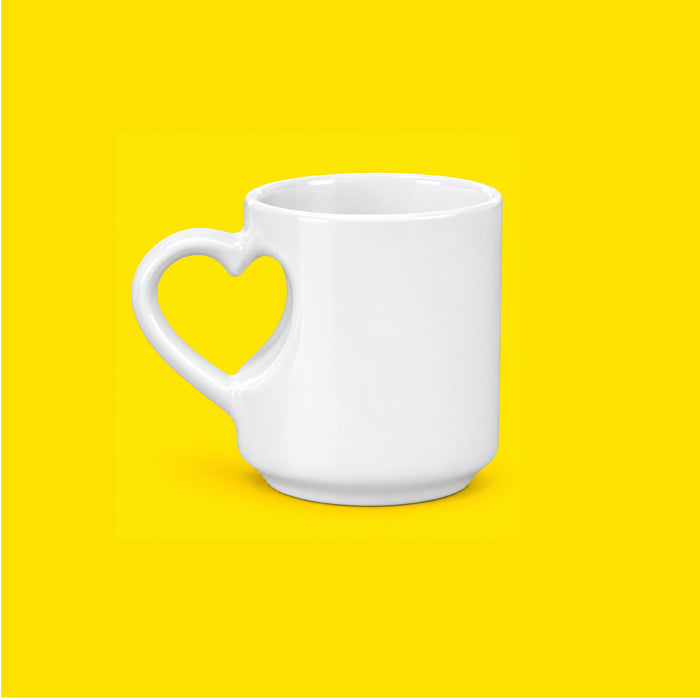 Taza de Cerámica 11 oz Personalizada – Taza con Asa de Corazón
