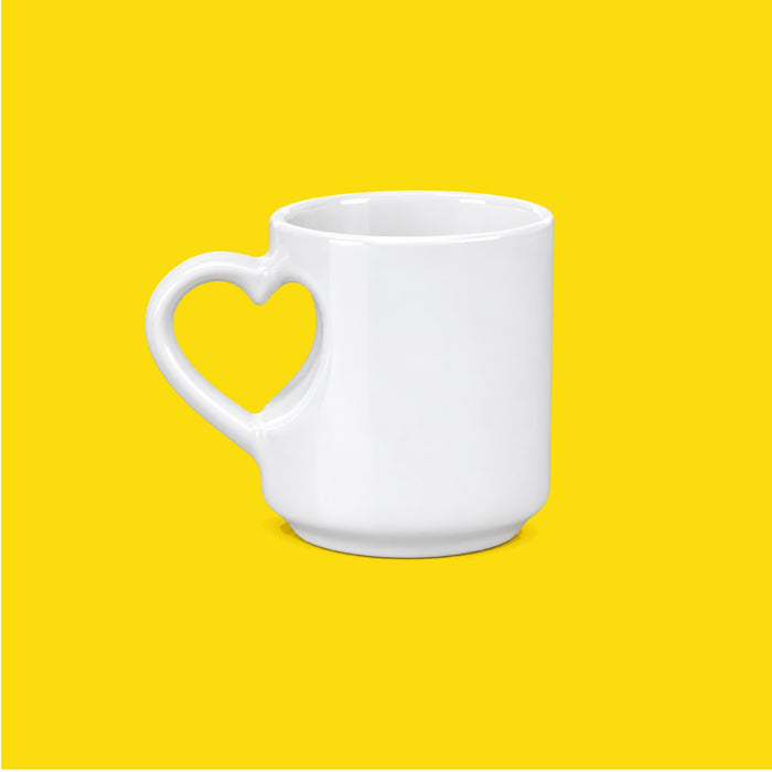 Taza de Cerámica 11 oz Personalizada – Taza con Asa de Corazón