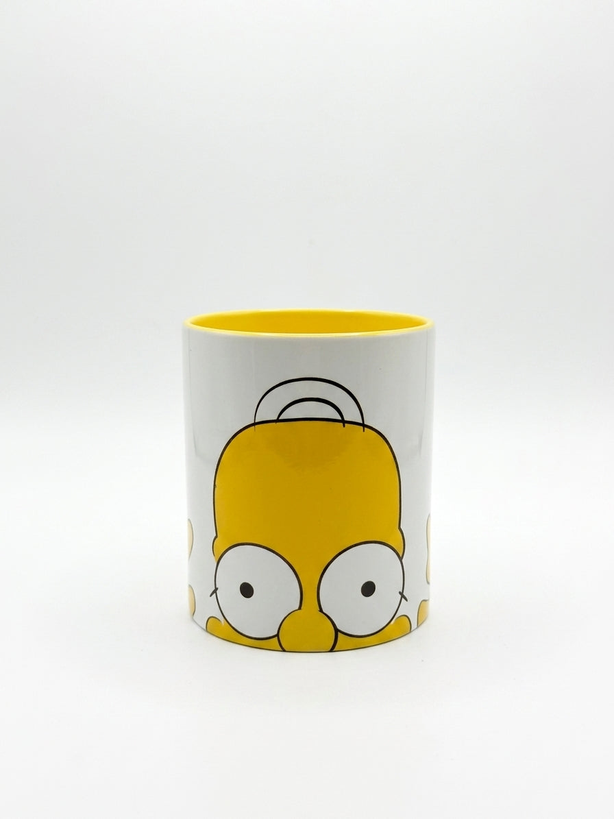 Taza Homer Simpson Ilustrada - Interior y Asa Amarilla (330 ml)